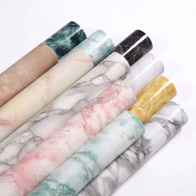 ✘♙ 80cm width Marble Vinyl Self Adhesive Wall Stickers Waterproof Wallpaper for Walls In Rolls Table Kitchen Sticker Home Decor