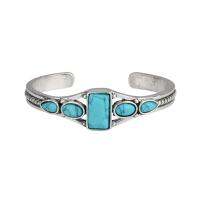 BODHI ผู้หญิงโบฮีเมีย VINTAGE Faux Turquoise สร้อยข้อมือกำไลเปิด Cuff เครื่องประดับของขวัญ