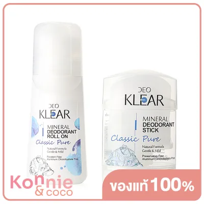 DEOKLEAR Set 2 Item Classic Pure Mineral Deodorant Stick 70g + Roll On Classic Pure 65ml