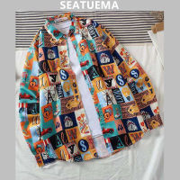 SEATUEMA เสื้อเชิ้ตผู้ชายพิมพ์ลายแบบเฉพาะบุคคล,เสื้อแฟชั่นแขนยาวสำหรับฉบับภาษาเกาหลีฤดูร้อน