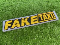 สติ๊กเกอร์ FAKE TAXI สติ๊กเกอร์ 3M สีเหลืองสะท้อนแสง(★ตัดคอม★) ขนาด 13x2.5 cm สะท้อนแสงได้ดีในที่มืด