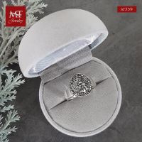 MT แหวนเงินแท้ รูปวงกลม ฉลุลายโปร่ง งานรมดำ ไซส์: 55, 57, 59 Solid 925 Sterling Silver Oxidized Ring (sr339) MT Jewelry มณีธารา)