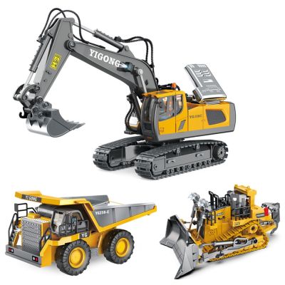 RC Alloy Excavator Bulldozer Remote Control Dump Truck Electric Engineering 2.4G High Tech Vehicle Model Car Toys For Boys Gifts