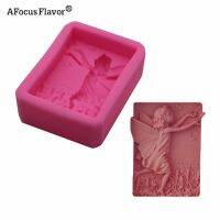 ；【‘； Beautiful Angel Flower  Fairy Running Girl Silicone Handmade Stencil Natural Soap Mold Chocolate Cake Ice Cream Decoration Tool