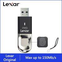 Lexar F35ปลดล็อคลายนิ้วมือ Pendrive 64กิกะไบต์3.0 USB แฟลชไดร์ฟ128GB U Disk 32GB 256GB ปากกาไดรฟ์โลหะเข้ารหัสป้องกันสำหรับพีซี