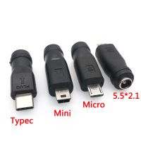 1ชิ้น5V Dc 5.5*2.1มม. แจ็คไฟ Usb 3.1 Type C Usb-C Type-C 5.5มม. * 2.1มม. ปลั๊กไมโคร Usb ขนาดเล็กอะแดปเตอร์หัวต่อสายไฟ Dc