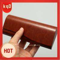 KQ0 ฟรอสติ้ง เคสแว่นตาหนังสไตล์วินเทจ เครื่องหนังแท้ สีทึบทึบ เคสหนังแว่นตากันแดด แบบพกพาได้ กล่องแว่นตาแฟชั่น สำหรับผู้หญิง