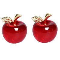 2X Christmas Crystal Apple Glass Crafts Home Decoration Car Ornaments Crystal Crafts Miniature Souvenir Gifts