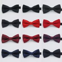 Male groomed tie  business office bow tie red and black tie mens single folded polyester silk Boys Clothing