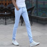 CODwuyan8340 2021 Men’s Denim Pants Light Blue Jeans Lelaki Denim Slim Ripped Fit Seluar Biker Kurus Kurus