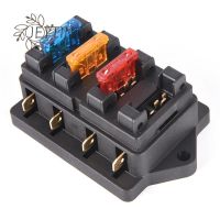 【YF】 Car 4 Way Circuit Standard ATO Blade Fuse Box Block Holder 12V / 24V 4 For 22mm Handlebar Motorcycles E-Bikes