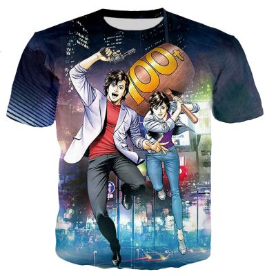 2023 Anime CITY HUNTER 3D พิมพ์เสื้อยืดผู้ชายผู้หญิงฤดูร้อนแฟชั่นลำลองแขนสั้น Harajuku TShirt Streetwear เสื้อขนาดใหญ่