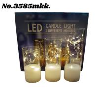 เทียนปลอม เทียนLED เทียนแก้วใส แพ็ค 3 ชิ้น ขนาด 4”5”6” No.3585