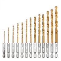 13 Sets of Hexagonal Shank High-speed Steel Twist Drill Titanium-plated Drill Bit