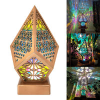 New Wooden Bohemian Light Romantic Star Floor Lamp Colorful 3D Projection Hollow Lamp Art Crafts Gifts for Home Party Decorative