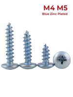 M4 M5 Blue Zinc Plated Carbon Steel Cross Phillips Truss Head Self-tapping Screws Large Flat Head Mushroom Head Wood Screws Nails Screws  Fasteners