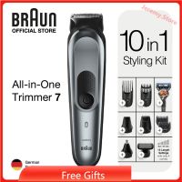 Braun All-In-One Trimmer 7 สําหรับใบหน้า, ผม, และร่างกาย Mgk7221 - สีดํา / สีเทาโลหะ - Trimmer