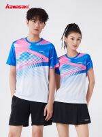 original 2023 New Fashion version Kawasaki spring new professional badminton uniform sports T-shirt for men and women sweat-wicking quick-drying and breathable ST-K1022