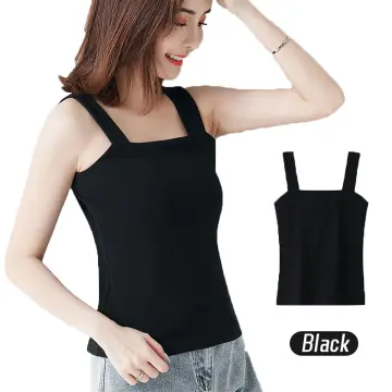 2 In 1 Women's Basic Seamless Camisole Solid Color Spaghetti