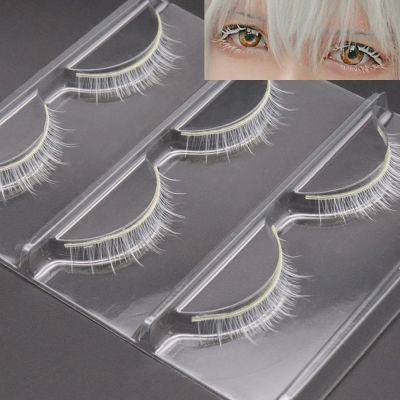 HBZGTLAD 3PAIR White Eyelashes Makeup Natural Long Cross Strip False Eye Lashes
