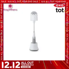 OXO TOT Bottle Brush with Bristled Cleaner & Stand - Gray