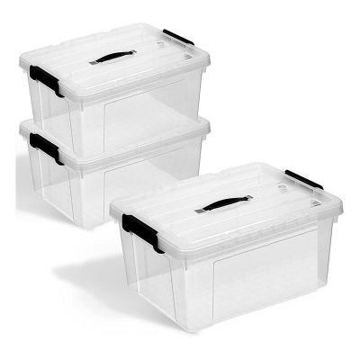 Storage Boxes with Lids, Set of 3, Modern Stacking Boxes for Organisation and Storage, Extremely Robust