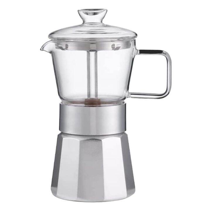 Stovetop Espresso Maker,Crystal GlassTop Espresso Moka Pot,Classic