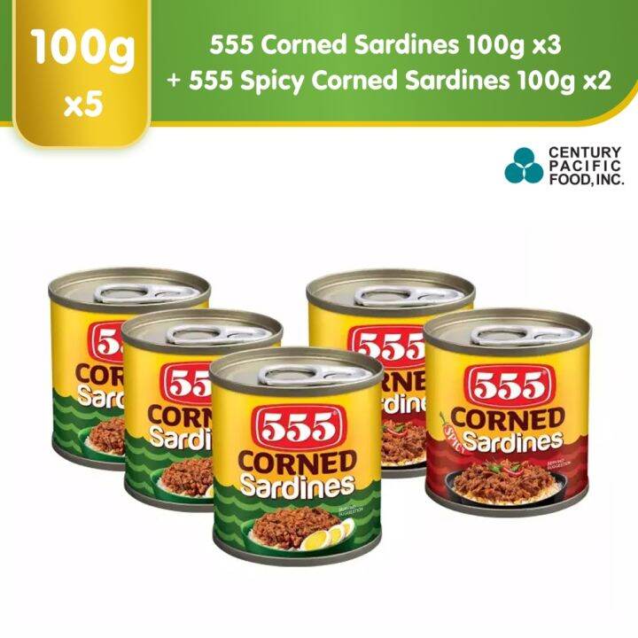 555 Corned Sardines 100g Pack of 3 + 555 Spicy Corned Sardines 100g