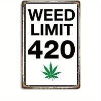 Weed Limit 420 Sign - Vintage Stoner Room Decor ป้ายดีบุกโลหะ-เหมาะสำหรับ Man Cave Decor