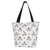 New Fashion Reusable Shopping Bag Canvas Bag Large Folding Tote Eco Foldable Dog Pattern Canvas Handbag Cartoon Shopping Bag