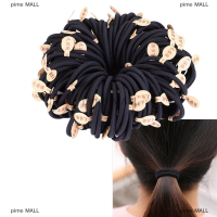 pime MALL 10pcs สีดำเชือกยางผมผูกผมหนา4mm Hairbands สาวผม