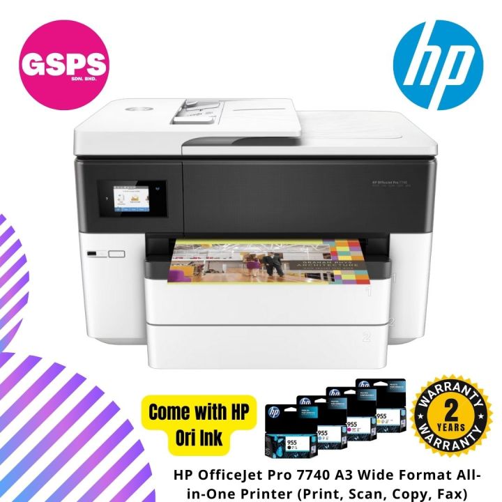 Hp Officejet Pro 7740 A3 Wide Format All In One Printer G5j38a Print Scan Copy Fax Lazada 