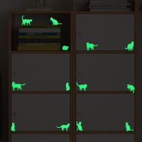 ZZOOI 13pcs Cats Luminous Sticker Glow in the Dark Cartoon Animal Wall Switch Sticker Decal for Kids Room Furniture Laptop Phone Decor