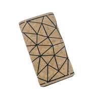 KANDRA Rhombus Cork Trifold Geometric Wallet Women Zipper Diamond Lattice Wallet Female Money Clip Purses Card Holder Money Bag