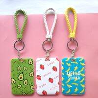 Student Women Travel Bank Bus Business Card Cover Badge Cute Fashion Cute Strawberry Avocado Lanyard Credit Card ID Holder Bag Card Holders