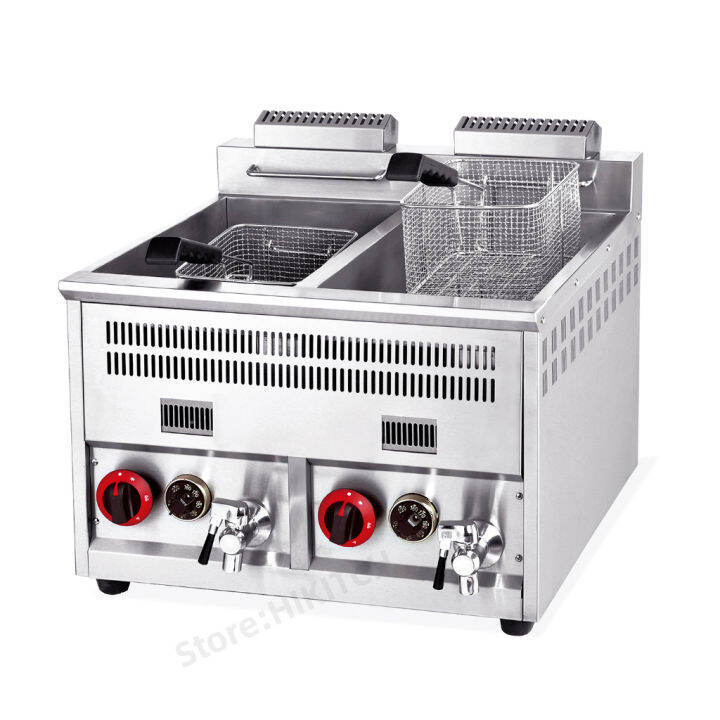 Commercial gas deep fryer 72A with thermostatic 28L liters oil 2 tanks