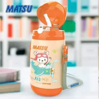 [HCM]DEAL LAZ - Bình nước cho bé Matsu 500ml có nắp bật ống hút vệ sinh an toàn cho bé. Bình nước có ống hút cho bé có quai xách