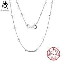 【CW】 ORSA JEWELS Italian Side Chain Necklace with 2.0mm Bead Sterling Necklaces Chains Jewelry SC22