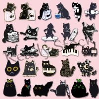 【hot sale】 ♨ B36 Cute Cartoon Black Cat Enamel Pins Funny Book Kitty Lapel Brooches Animal Cat Paw Pin Badge Jewelry Accessories Gift for Friends