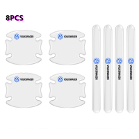 สติกเกอร์5D ถ้วยที่จับประตูรถ TPU ใสกันรอยขีดข่วนตราสินค้า Volkswagen ขอบยางป้องกันรถสำหรับโวล์คสวาเก้น VW โปโลกอล์ฟ6 5 Jetta MK5 MK6 Passat B5 B7 B6