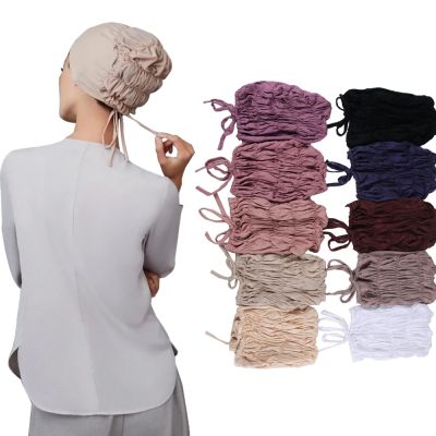 【YF】 2021 Muslim Women Elastic Tie Back Jersey Hijab Underscarf Caps Soft Cotton Head Wrap Turban Bonnet Arab Headscarf Cap