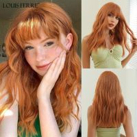 【jw】✌ LOUIS FERRE Synthetic Wigs With Bangs Curly Hair Wig Colorful Costume Resistant