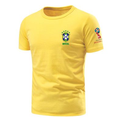 เสื้อยืดแขนสั้น พิมพ์ลาย Brazil And France Fans แฟชั่นฤดูร้อน สไตล์ฝรั่งเศส สําหรับผู้ชายS-5XL