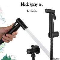 Bidet Sprayer Kit Set Toilet Hand Hold Stainless Steel Cleaning Tool For Bathroom Personal Cleanse Black Hose Faucet All Black