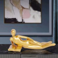 Gold Decor Reading Statue Home Decorations Gold Accent Home Decor for Living Room Resin Abstract Reading Figurines