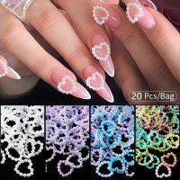 20pcs Nail Art Charms 3D Resin ABS Imitation Pearl Nails Accessories Jewelry Hollow Heart Shape Decorations Manicure Rhinestones