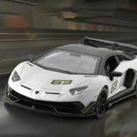 รถโมเดล1:32 Lamborghini Aventador Mainan Mobil Sport SVJ63อัลลอยหล่อด้วยเสียงแบบดึงกลับและของเล่นแอลอีดีสำหรับเป็นของขวัญเด็กผู้ชาย