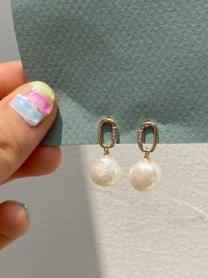 Gails EFK490 Baroque Pearl Earrings ต่างหูมุกแท้น้ำจืด