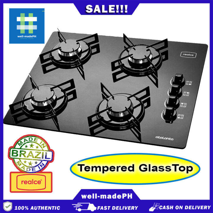 wellmadeph Original Realce Tempered Glass 4 burners CookTop gas range