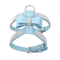 New Shiny Rhinestone Bow Pet Harness Adjustable Size Rhinestone Dog Harness Cat Harness Suede Bow Pet Dog Leash Dog Accessories